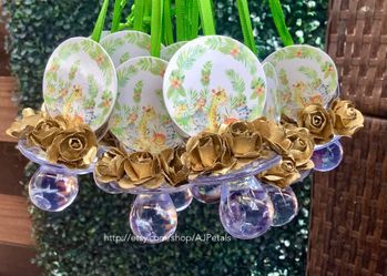 Baby shower pacifiers,Safari baby shower favors/Chupones para baby shower