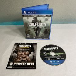 Call of Duty: Modern Warfare Remastered (PlayStation 4, 2017) Tested & Works