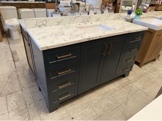 Navy blue bathroom vanity, 61 inch