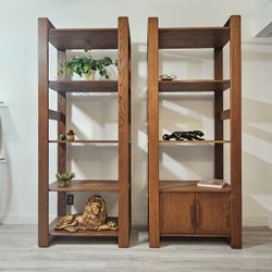 Vintage Postmodern Oak Shelves 