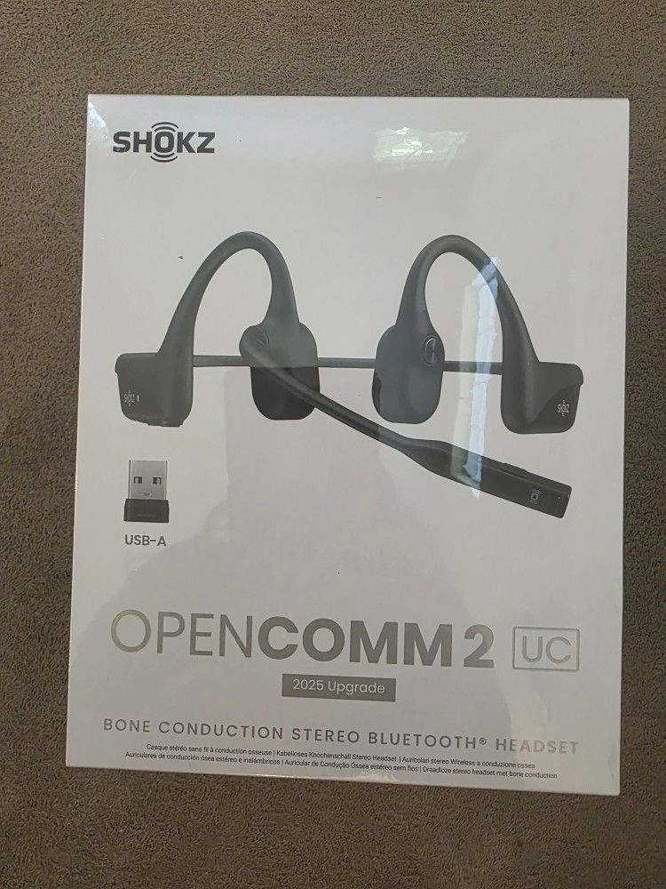 Shokz OpenComm2 UC 2025 Upgrade Bone-Conduction Headset USB-A (New & Sealed)