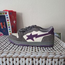 Bapes Shoes Courtsta Grey Royal Purples In Men's 