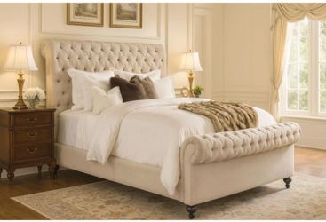 The King size version of the Jacqueline Sleigh Bed