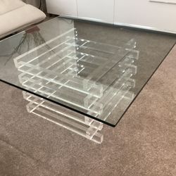 Glass And Lucite Coffee Table