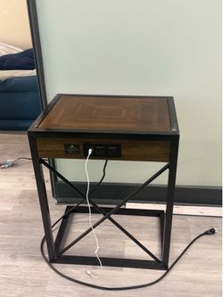 side table with chargers