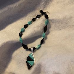JK Turquoise And Onyx Necklace 