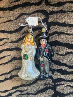Vintage Mercury Glass Bride & Groom Christmas Ornaments – Hand-Blown Wedding Pair