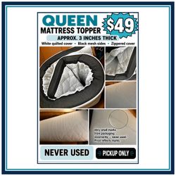 3” Queen Size Gel Memory Foam Mattress Topper High Density Cooling Pad Pressure Relief Bed Topper (with Removable & Washable Cover) Removable, washab