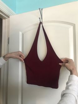 red halter crop top