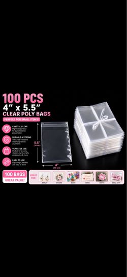 100 Clear Poly Bags 4x5.5” – Jewelry, Crafts, Stickers