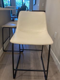 Set of 3 Modern White Counter Stools