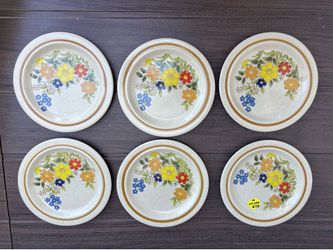Mikasa Stone Village Tropicana Stoneware Salad Plates 7  1/2" Japan Set Of 6