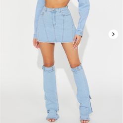 3 Piece Denim Skirt Set 