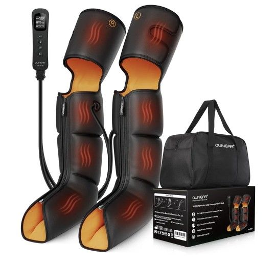 Heated Leg Massager, 3-in-1 Foot Calf & Thigh Massager with Heat and Compression Therapy, Leg Massage Boots for Swollen Legs, Edema, RLS Pain Relief