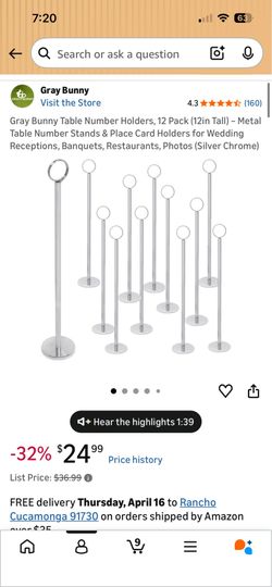 22 ea Table Number/Card Holders