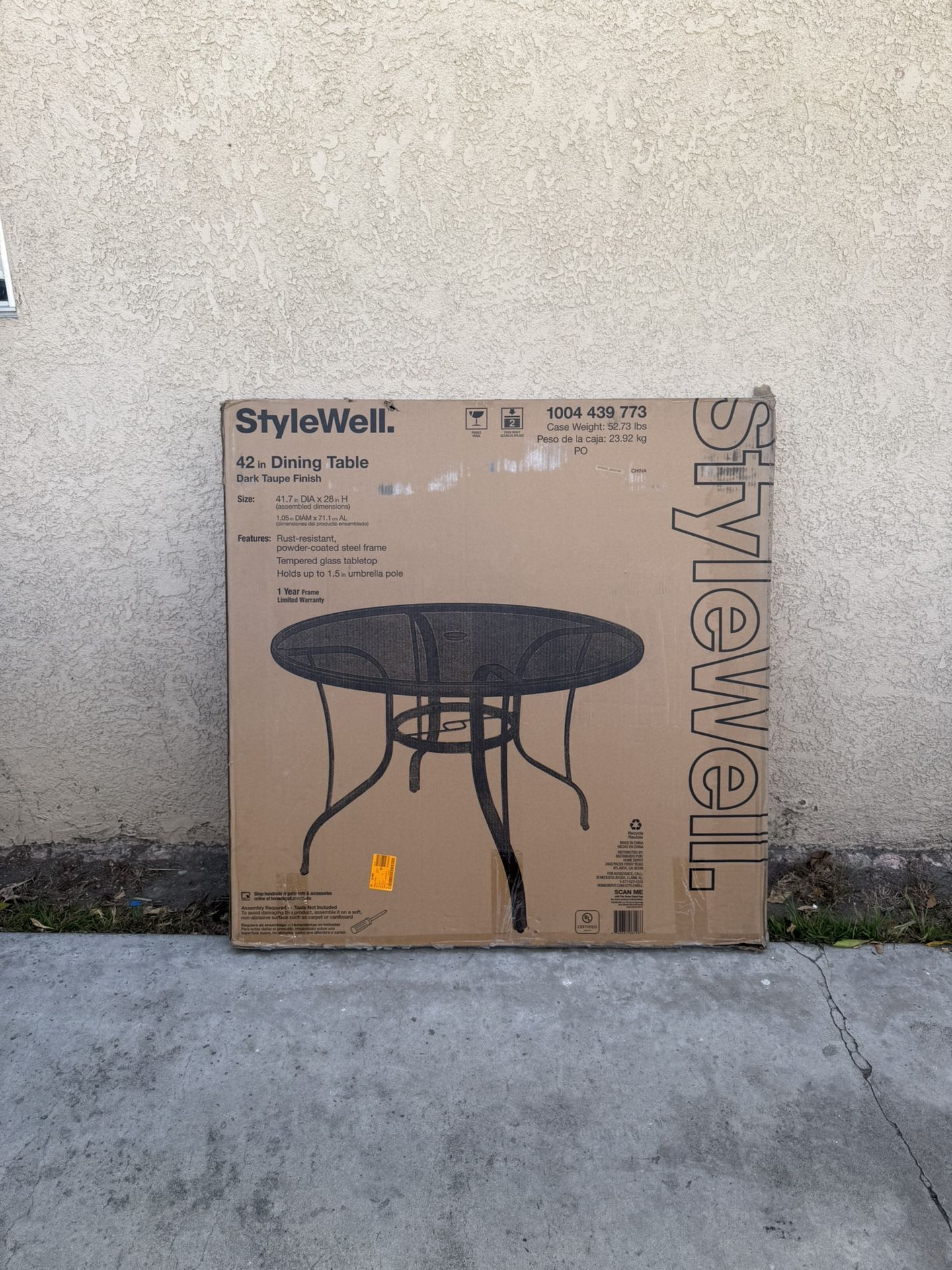NEW StyleWell 42" Mix & Match Steel Round Outdoor Patio Dining Table w/ Bronze Smoky Glass **5 Available, $50 Each**