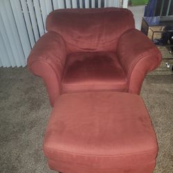 Burnt Orange Shade Couch And Chair With Ottoman 