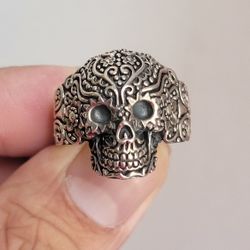 Skull Ring Solid Sterling Silver Unsex Size 8.5