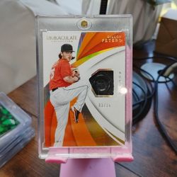 Dillon Peters Player Worn button patch card 3/10