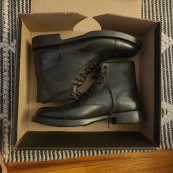 Frye Dylan Lace Up Black Scotchgrain Boots, Men's US 10.5