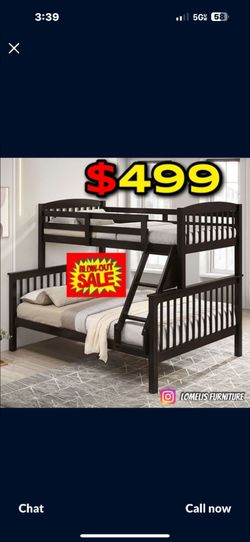 Twin Full Expresso Bunkbed With Orthopedic Mattress Included