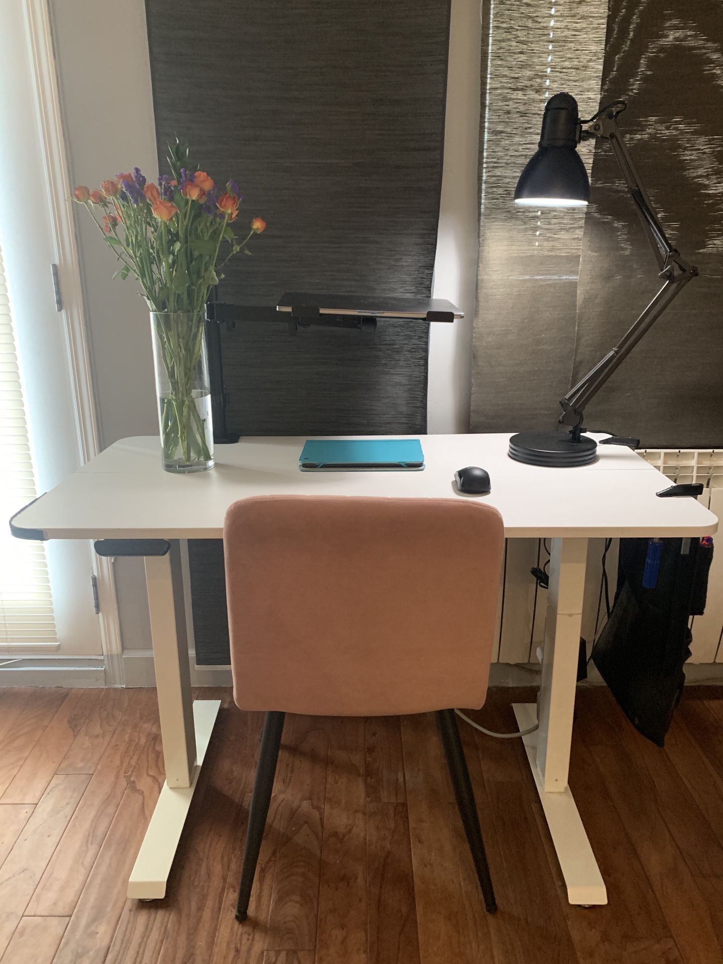 White Adjustable Desk/Table With Additional Stand For Laptop Or Monitor