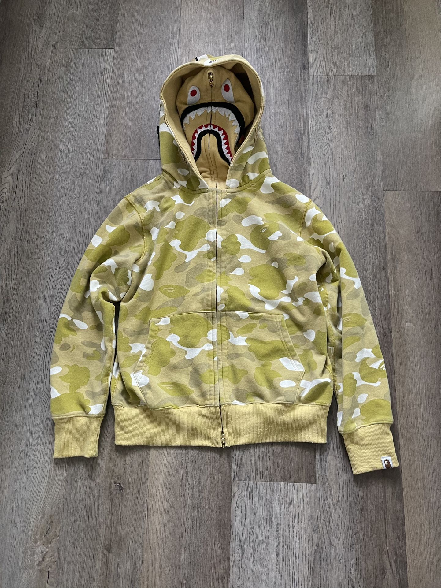 Bape Yellow Camo double Shark Hood