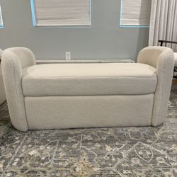Cream Faux Shearling Bench 