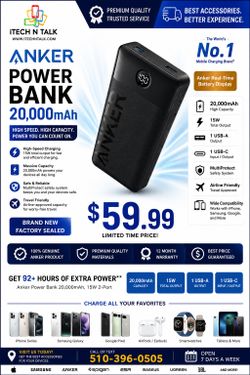 ANKER Power bank 20,000mah 15w USBC