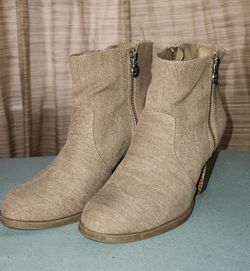 Vera Wang Tan Canvas Ankle Boots