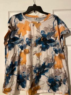 Floral Print Short Sleeve Top Size 2XL