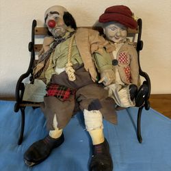 Emmet The Clown 18 Inches Tall On Bench With Female Clown