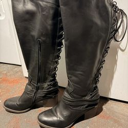 Candies Knee High Lace Back Boots