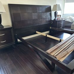 Solid wood king bed frame