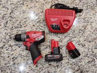 Milwaukee M12 FUEL Hammer Drill, 3.0 AH & 1.5 AH Batteries And M12 Charger 12V