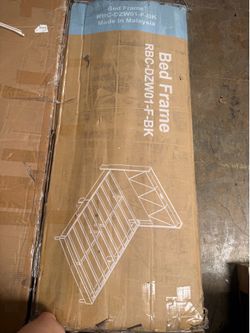 NEW Full Size Platform Bed Frame with Storage Headboard - Black