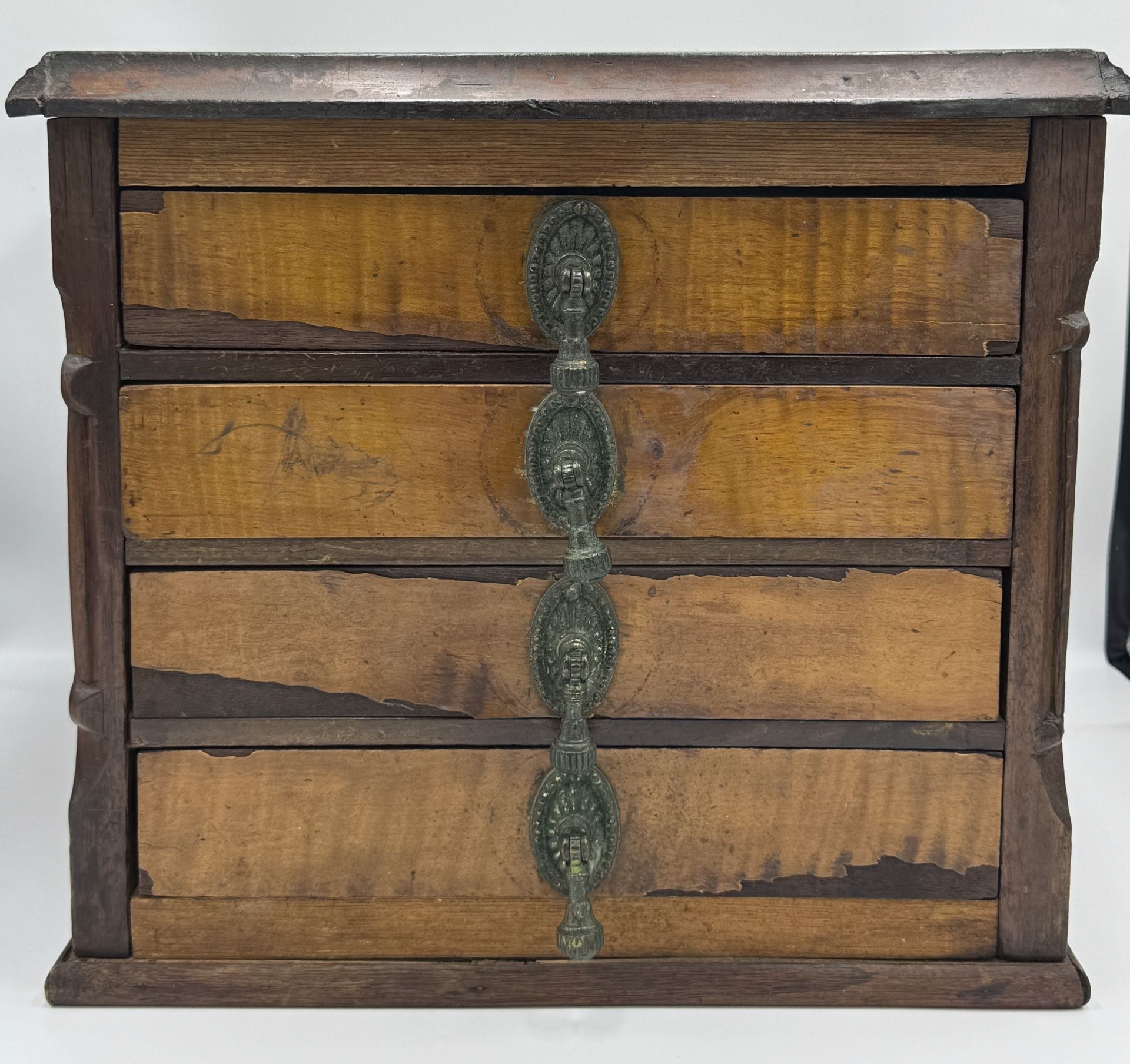 Antique Victorian Solid Wood 4 Drawer Trinket Jewelry Box