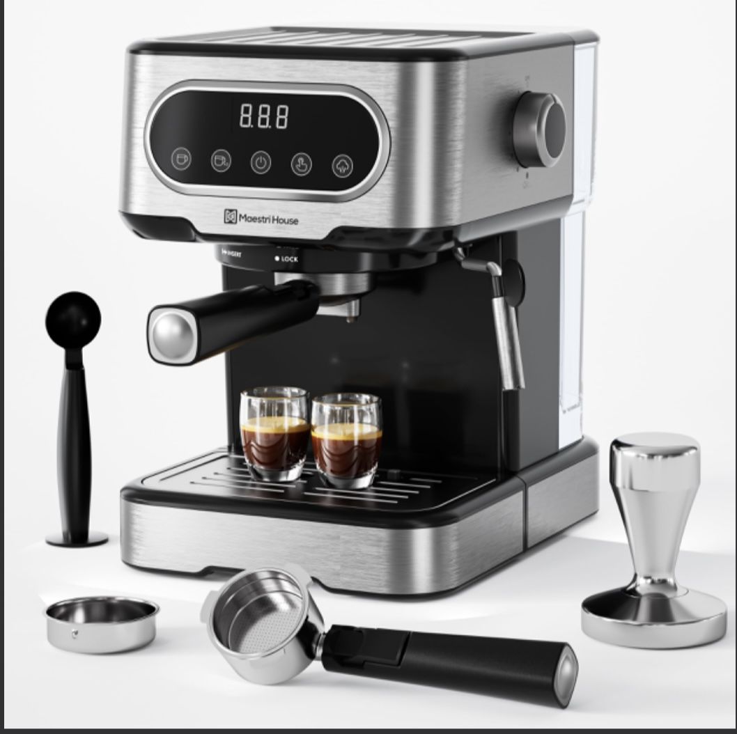 Maestri House Espresso Machine, Espresso Coffee Maker With Milk Frother Steam Wand, Barista Espresso Coffee Machine With Digital Touch Panel, 51oz Rem