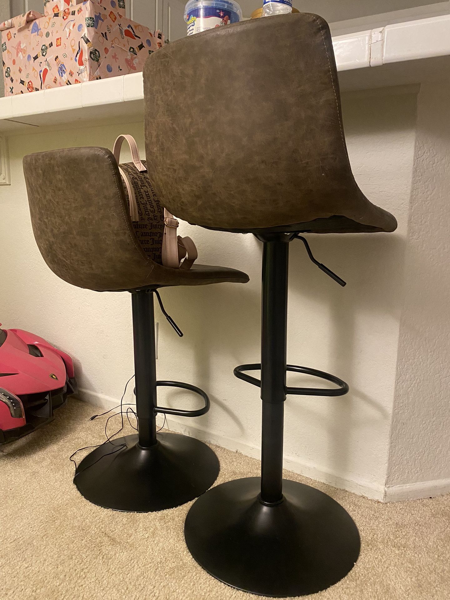 2 Brown Barstool Chairs