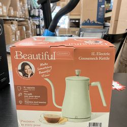 1-Liter Electric Gooseneck Kettle 1200 W, Sage Green, New in Box