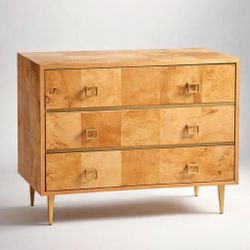 Safavieh Mid-Century Modern Style Three Drawer Chest Natural/Gold