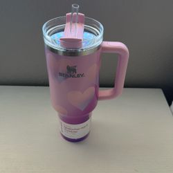 Stanley 40oz Stainless Steel Tumbler Powered Pink Hearts 