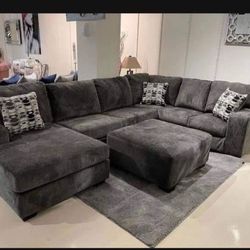 Softly Slate Casual/Modern Style Oversized Couch Sectional With Chaise🎈 New Brand 👌 
