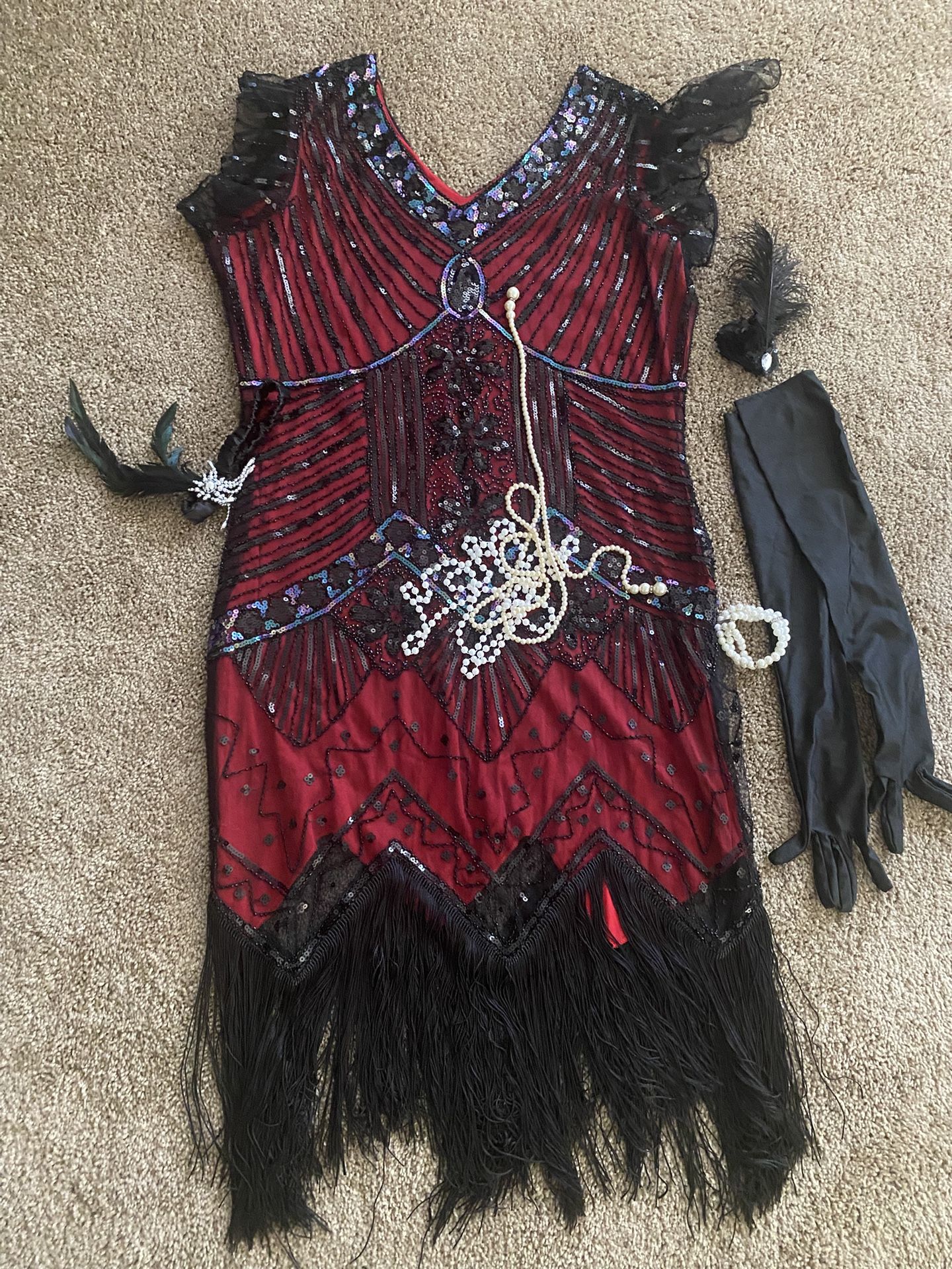 Women's Flapper Dresses 1920s Dresses for Women Great Gatsby Sequin Fringed Roaring 20s Accessories Set