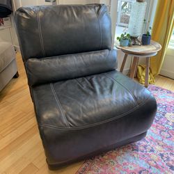 Simon Li Deep Charcoal Leather Comfy Chair