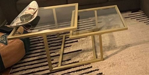 Glass gold coffee table