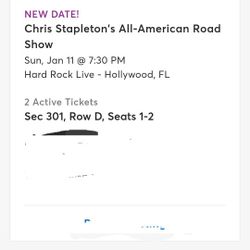 Chris Stapelton Concert Tix Jan,11
