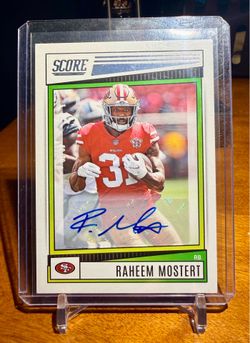 Panini 2022 Score Raheem Mostert #168 Signatures Auto San Francisco 49ers