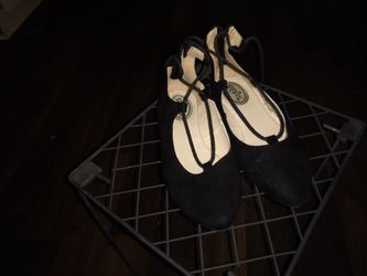 Girls black lace-up Flats size 2