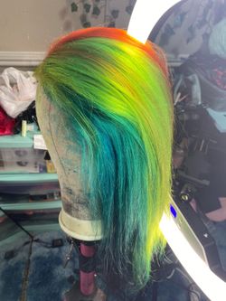 Custom color rainbow lace front wig